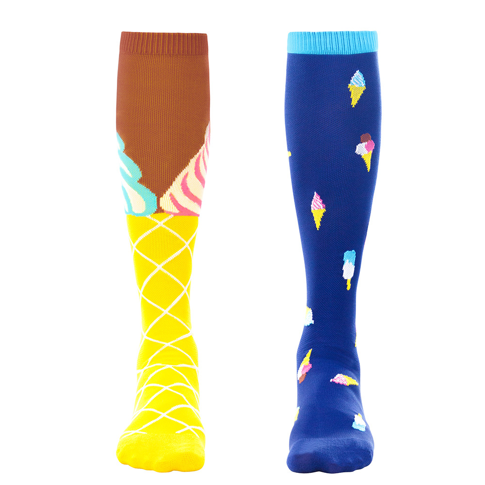 Ice Cream Patten 20-30 mmHg Graduated Compression Socks Shimalasong Outdoor Sports Absorbent Breathable Running Compression Stockings